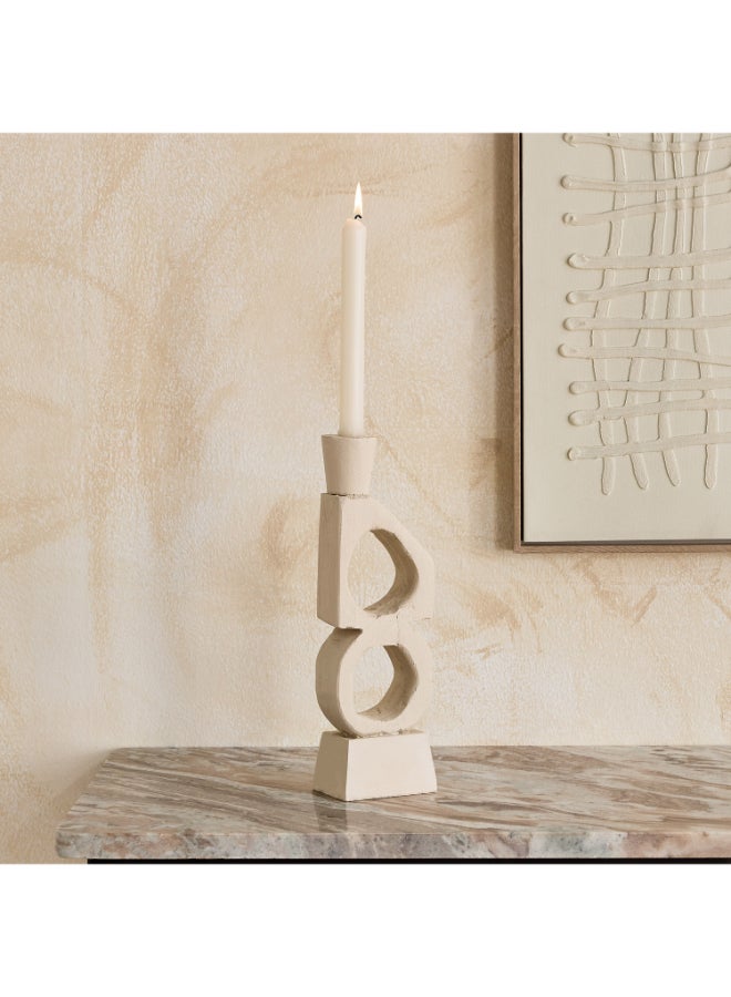 Home Box Decorative Resin Taper Candleholder - Beige - Image 1